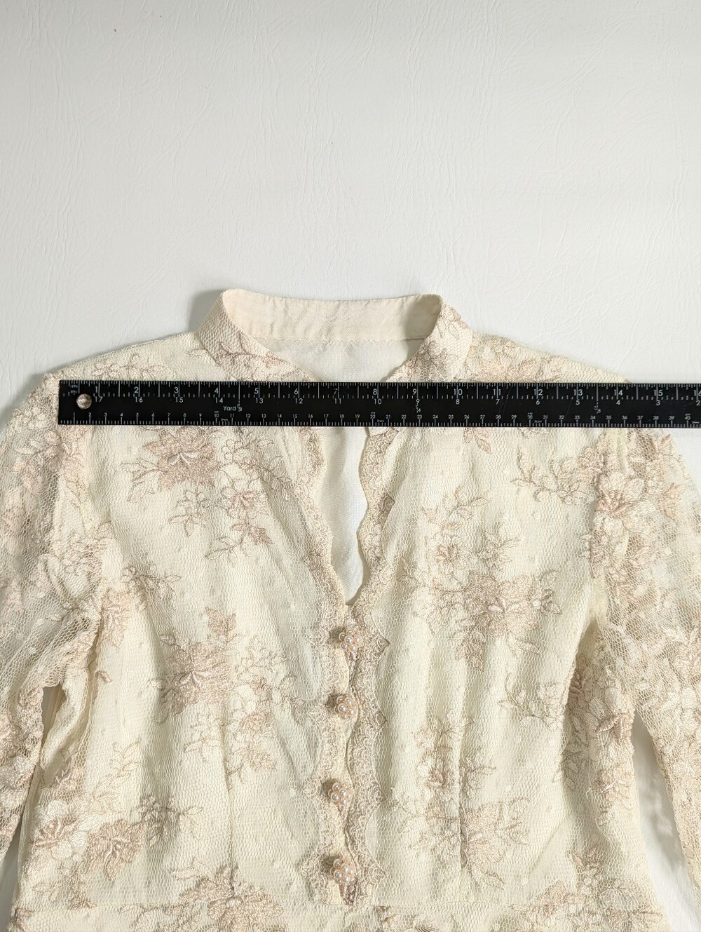 Vintage Handmade Short Lace Wedding Dress With Beading & Crystals Size S Ivory - Picture 12 of 17